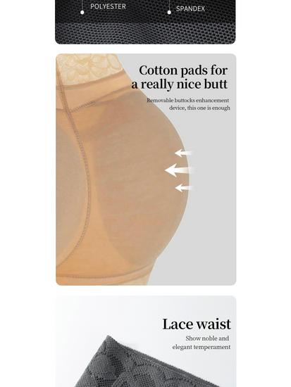 Women's Hip-Lifting Shaping Pants with Insert Pads and Lace Trim