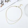 Double-layer Square Snake Bone Necklace, Women's Ins Cold Wind Stacked Collarbone Chain, Versatile High-end Accessories