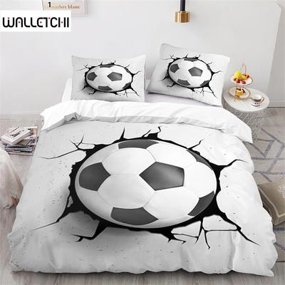3D Soccer Duvet Cover Set King Queen Full Size Football Pattern Polyester Bedding Set For Kids Teens Adults Comforter Cover