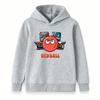 Kids Boys Girls Pullover Hoodie, Cool Red Ball Cartoon Print Casual Warm Long Sleeve Hooded Sweatshirt for Children Daily Wear