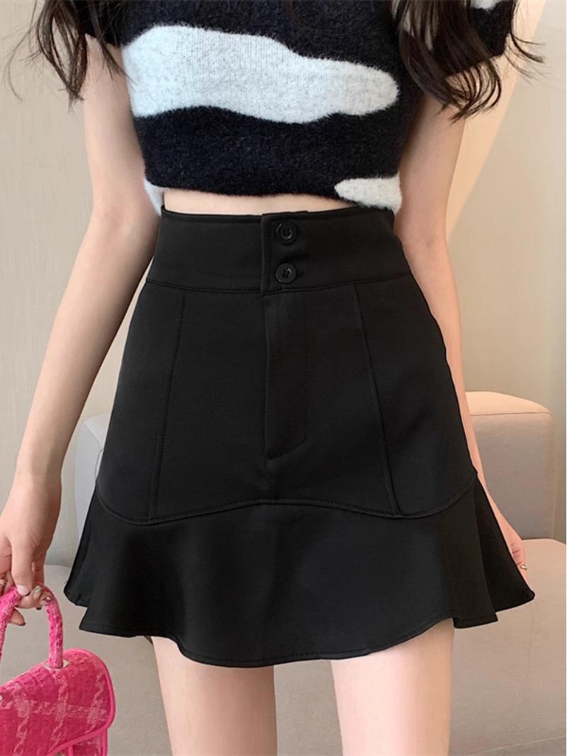 

Весна 2024 Розовая юбка-миди А-силуэта с высокой талией - Корейский стиль облегающая русалка L