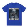T-shirt Human By Chance Alpha By Choice Wolf Fun Meme Casual 100% cotton T-shirt Vintage Men's short-sleeved top