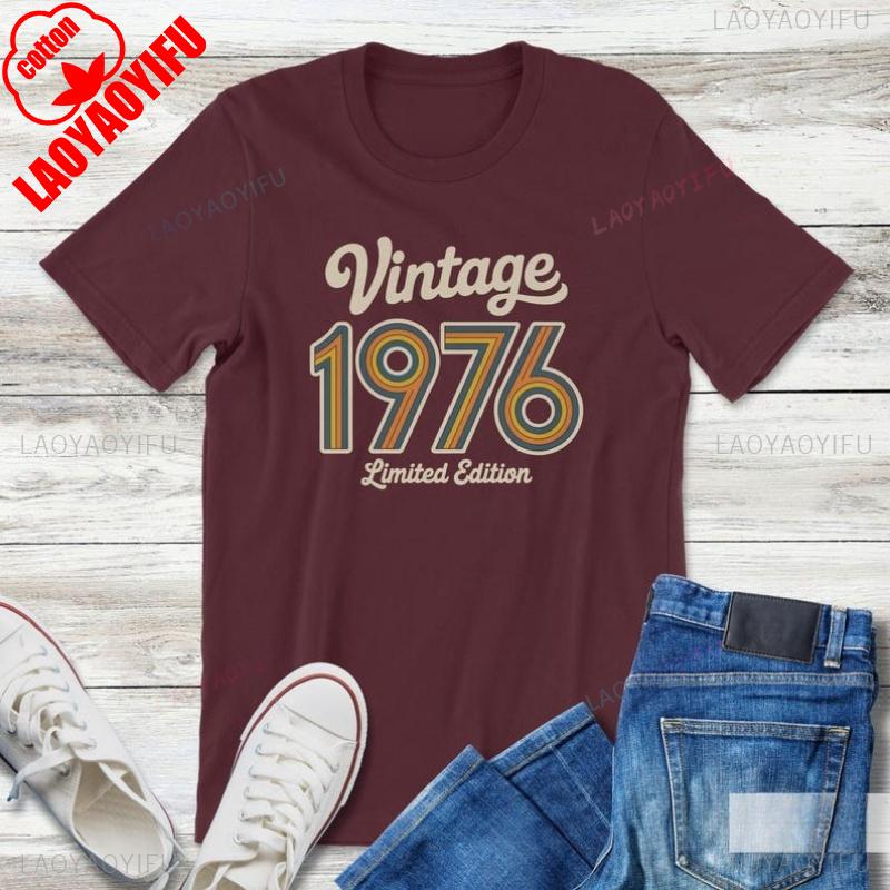 Retro 1976 50th Birthday Gift For Unisexs Best Friend Bday 70s Vintage Shirt Unisex Allmatch Casual Style Printed Tshirt Tops