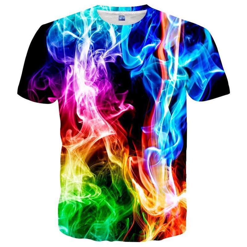 Bunte Lightning 3D Grafik T-Shirts Y2k Herren Freizeit Harajuku Street Kurzarm Tops Damen Mode Ice T-Shirt Kind Übergroße T-Shirts