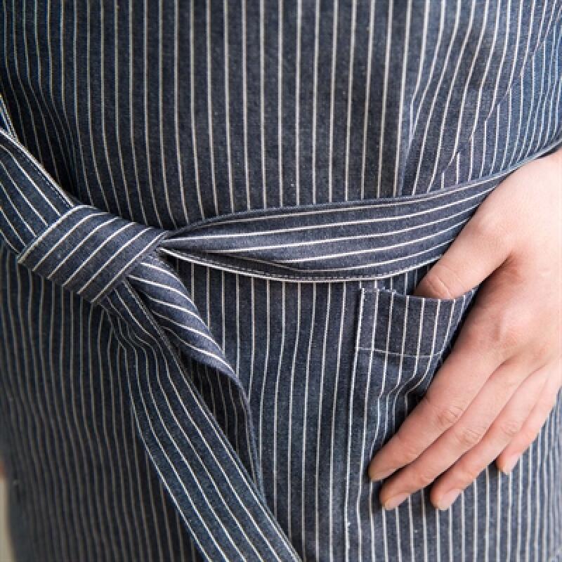 Denim striped apron