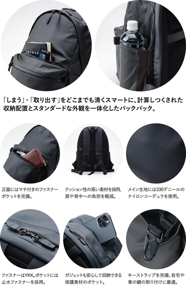 Uninsane dagsryggsäck, herr och dam, svart, AN-N02-BK