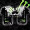 Чоловіча спортивна футболка з 3D-принтом Monster Energy для тренувань на свіжому повітрі, відпочинку та повсякденного спорту, з коротким рукавом
