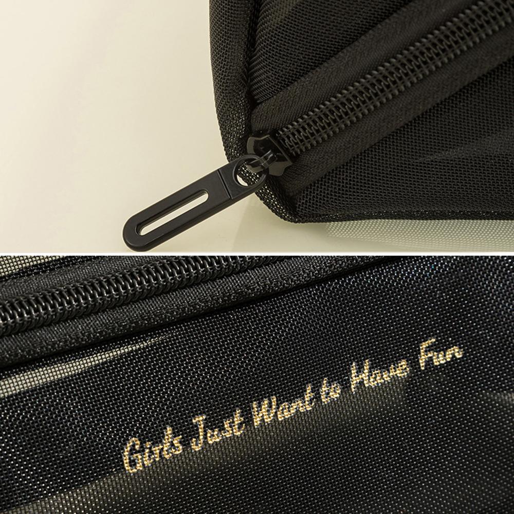 Woman Mesh Makeup Bag Protable Travel Storage Tote Bag Large Capacity Zipper Pouches Transparent Shower Bag With Handle