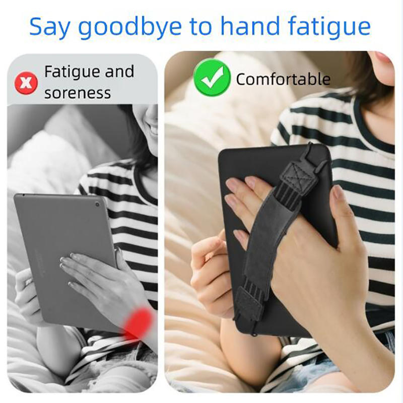 6-7 Inch Tablet Hand Strap Anti-Slip PU Leather Grip Handle with Adjustable Finger Loop for Secure One-Handed Use