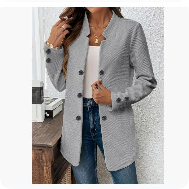 

Autumn and Winter Women s Fashion Three-grain Double-button Jacket Suit XS серый