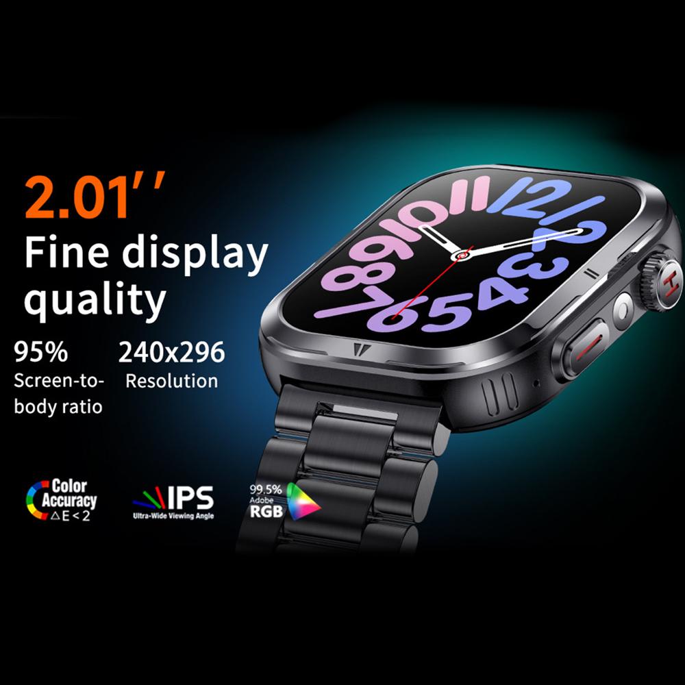 MK86 2,01-Zoll Quadratischer Bildschirm Bluetooth-kompatibel Anruf Smartwatch Gesundheitsüberwachung Wasserdicht Sportuhr mit LED-Licht