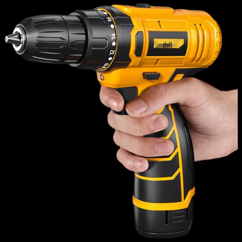 Deli 16V Brushless Cordless Drill Kit with 2 Batteries CN Plug (adapter Included)