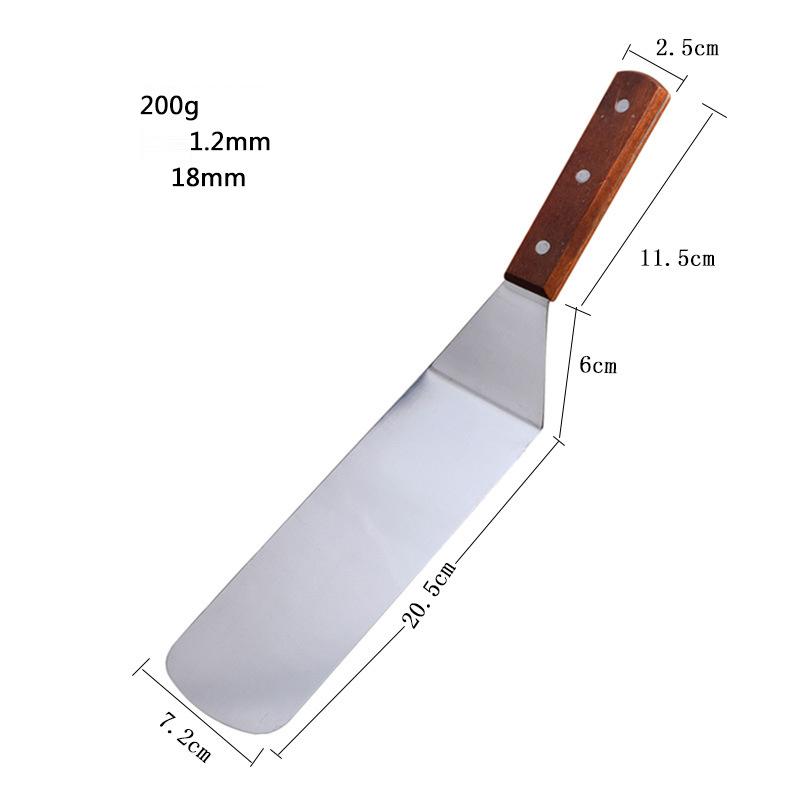 Kitchen Spatula Wooden Handle Grill Turner Stainless Steel Metal Scrape For Pancake Teppanyaki Griddle Cooking Utensil