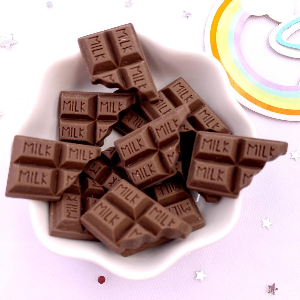 10PCS Resin Kawaii Simulation Milk Chocolate Flatback Cabochon Candy Figurine Home Decor DIY Scrapbook Craft Bow Accessories