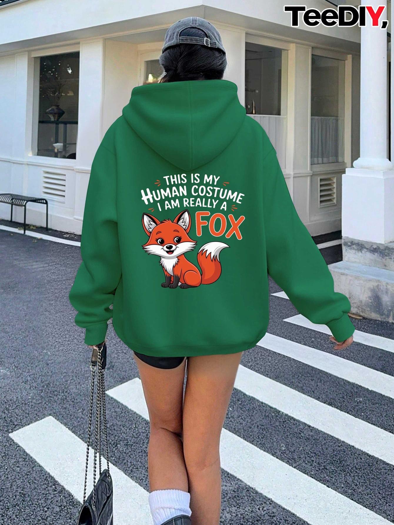 

Мой человеческий костюм Толстовки женские с лисой XXL зелёный