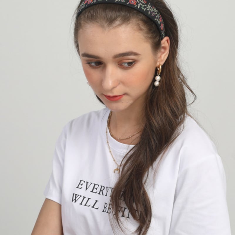 LALA Rose Pattern Hairband P-Black Red