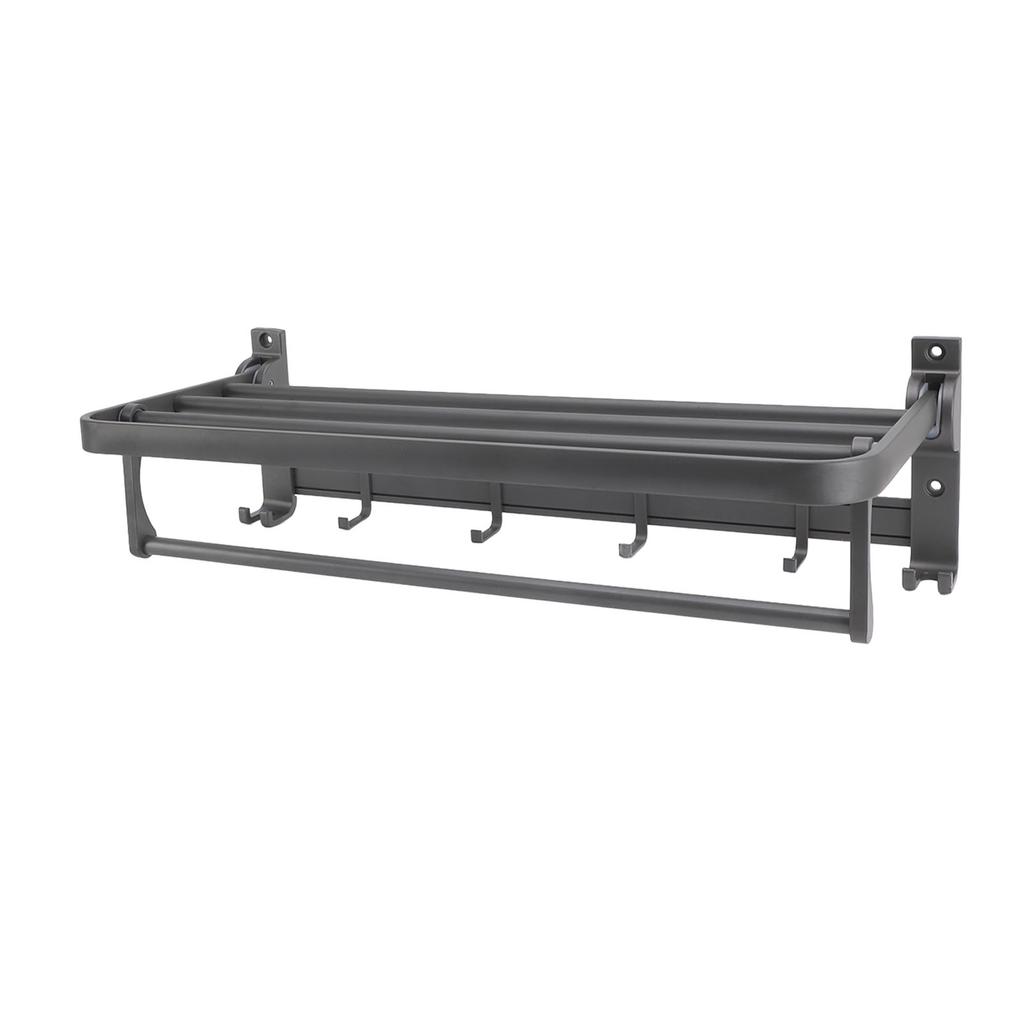 Floating Shelf for Bathroom Space Aluminum Foldable Wall Mounted Towel Rack Bathroom Hanging Shelf for Home Kitchen Grey