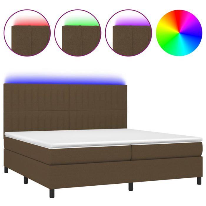 VidaXL Sommier à Lattes de Lit avec Matelas et LED, Lit Rembourré avec Tête de Lit, Lit Double, Lit Adulte de Chambre, 3135064