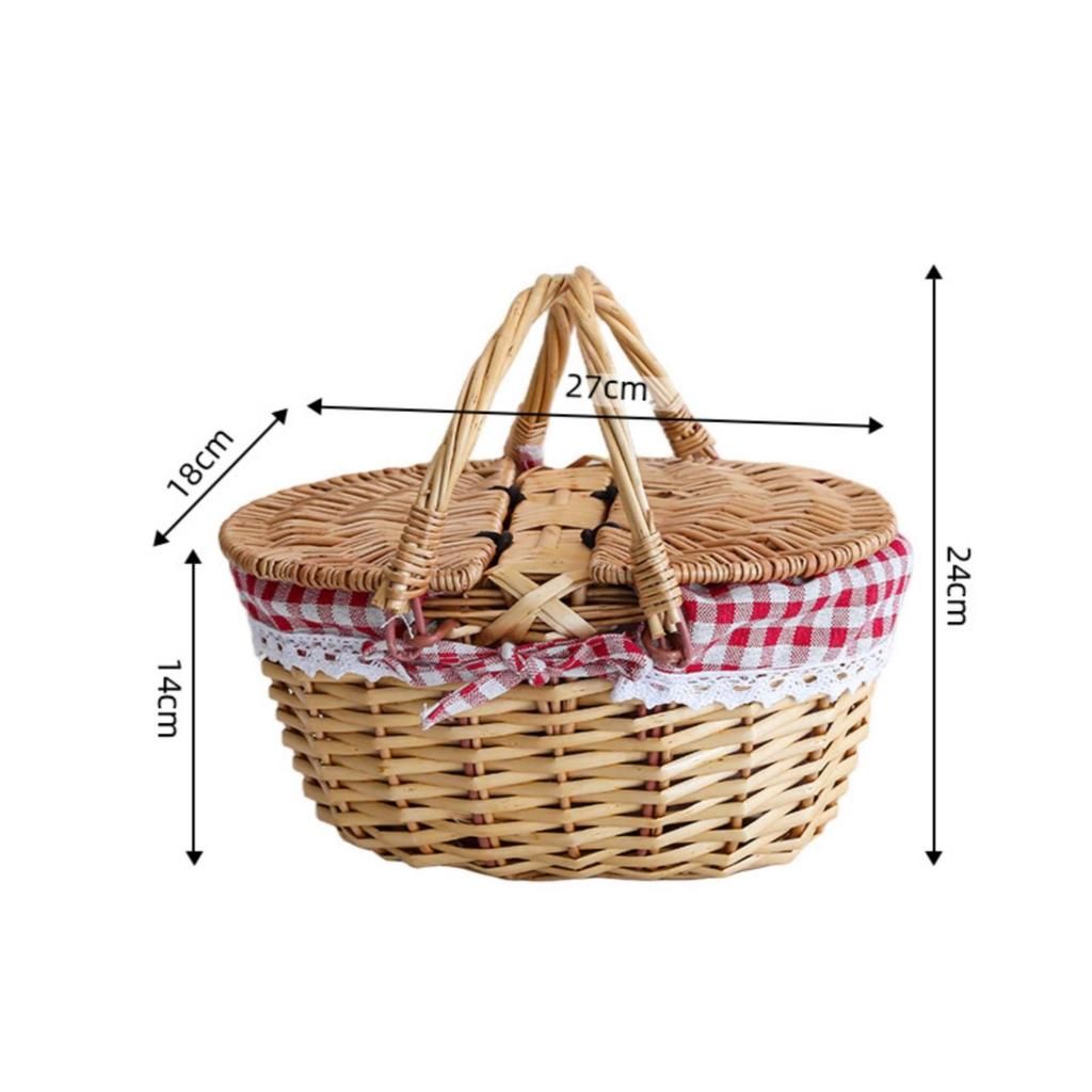 Oval Wicker Basket Compact Storage Hand-Woven Long-Lasting