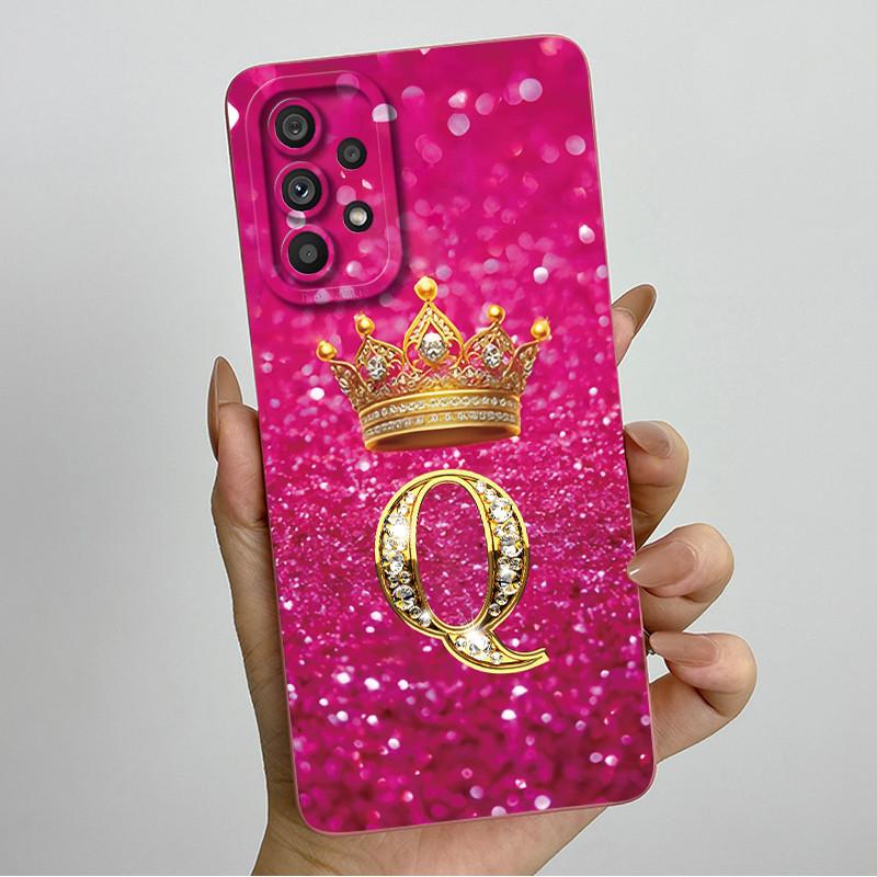 Phone Case for Samsung Galaxy A72 A52 A52S 4G 5G Liquid Silicone Soft Shockproof Lens Protective Cover Luxury Crown Letter Cases