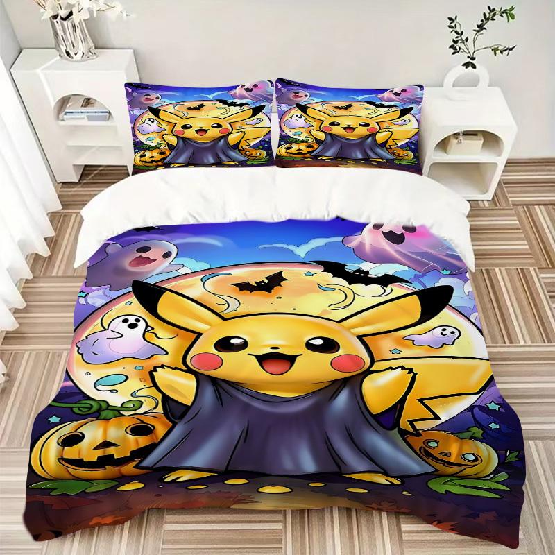 3pcs Pikachu Duvet Cover Set, Includes 1 Duvet Cover and 1/2 Pillowcases (No Insert) Yy251104232