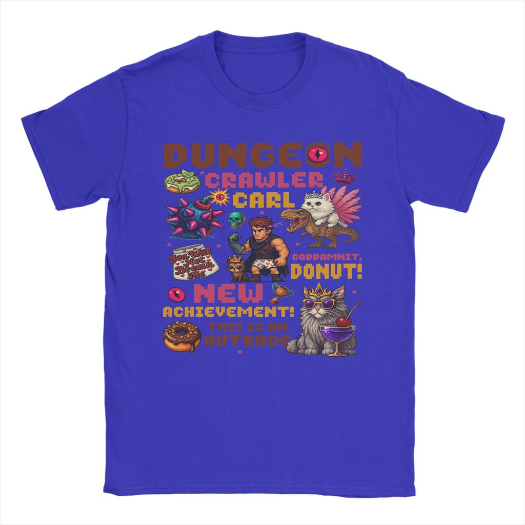 Dungeon Crawler Carl Princess Donut and Mongo T Shirts Men Cotton Vintage TShirt Round Collar Tees Short Sleeve Tops Gift Idea