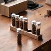 Glass Storage Bottles Coffee Beans Seal Storage Bottle Modern Desktop Walnut Wood Display Stand Kitchen Simple Seal Jars