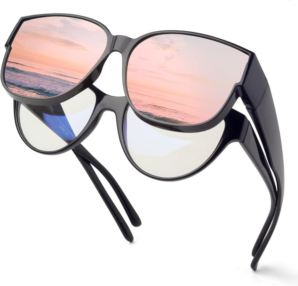 Occhiali da Sole Polarizzati Sovrapponibili Montatura in TR90 per Uomo Donna Da Mettere Sopra Occhiali da Sole Leggeri Sovradimensionati Quadrati Occhiali UV400
