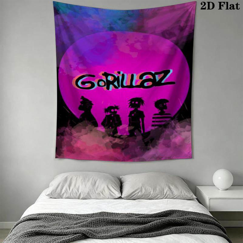 Gorillaz Wall Tapestry Aesthetic Wall Hanging Printed Fabric Blanket Decorative Tapestries for Bedroom Living Room Home Decor