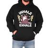 Funny Cat Mens Hoodie Inhale Exhale Cute Cartoon Retro Animal Lover Gift