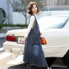 Women's Mid-Length Denim Vest Dress - 2022 Trendy Korean Style with Large Pockets for Spring and Autumn
