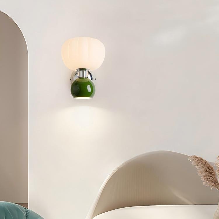 Modern Minimalist French Cream Pumpkin Wall Light for Bedroom or Corridor