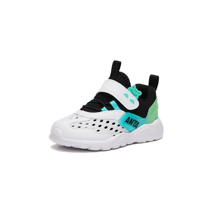Anta Kids Non-Slip Lightweight Low-Top Walking Shoes Baby Shoes White Green Black A312320070-1