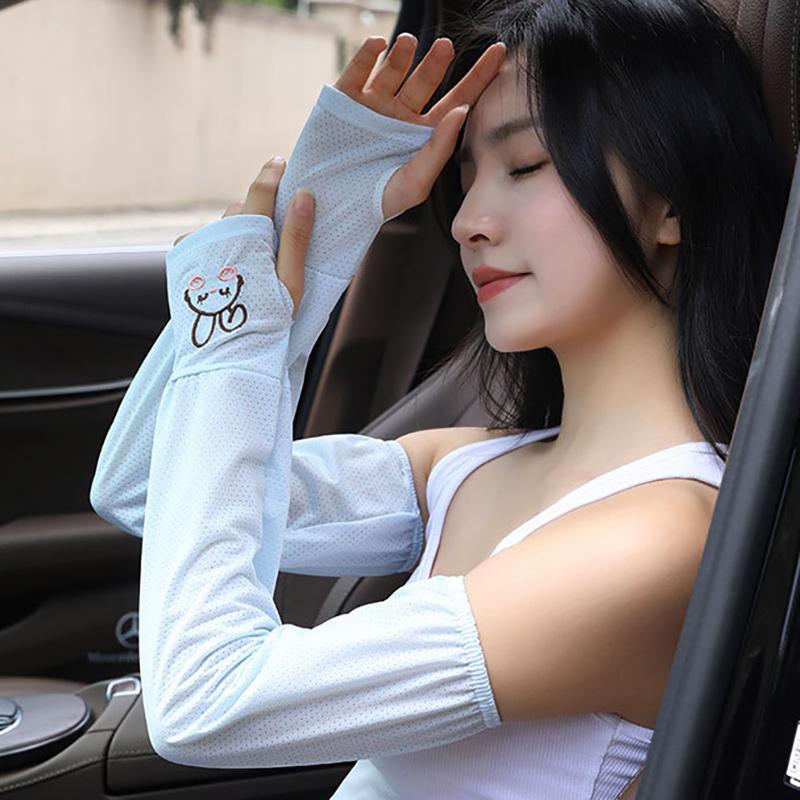 Summer Ice Silk Sun Protection Sleeves Outdoor Driving Uv Protection Rabbit Ice Sleeves Women'S Loose Arm Protection Sleeves