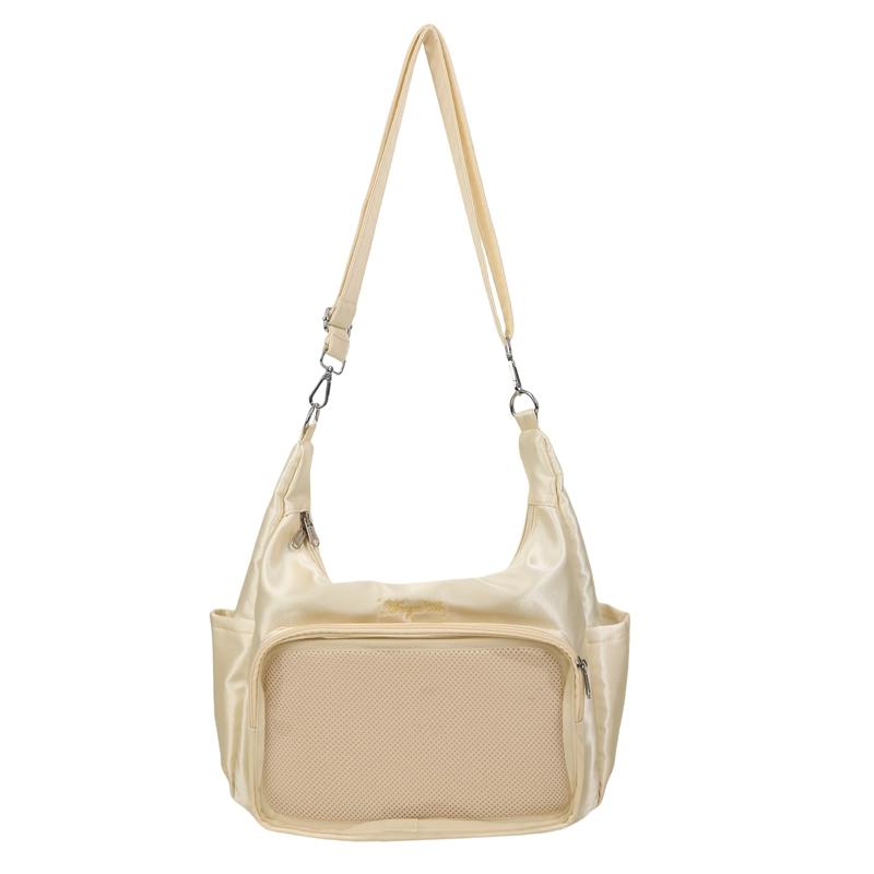 Fashion Aesthetic Soft Fabric Hobo Bag for Women Clear Pocket Ita Crossbody Bag Kawaii Girls Casual Shoulder Bag for Daily