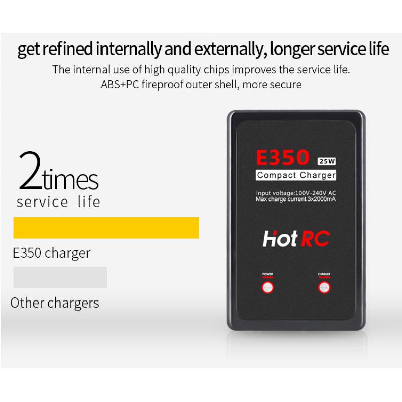1Pc HotRC E350 Pro 7.4v/11.1v Lipo Battery Charger 2s 3s Cells Battery Charger 25W 2000mA for RC