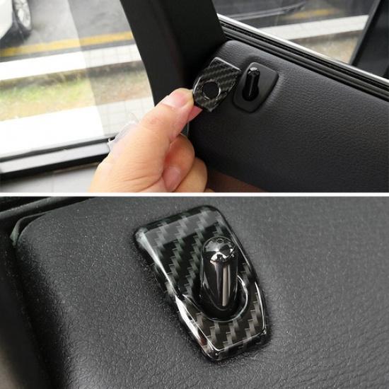 Carbon Texture Car Door Lock Knob Pin Cover Button Trim For BMW X5 X6 F15 F16