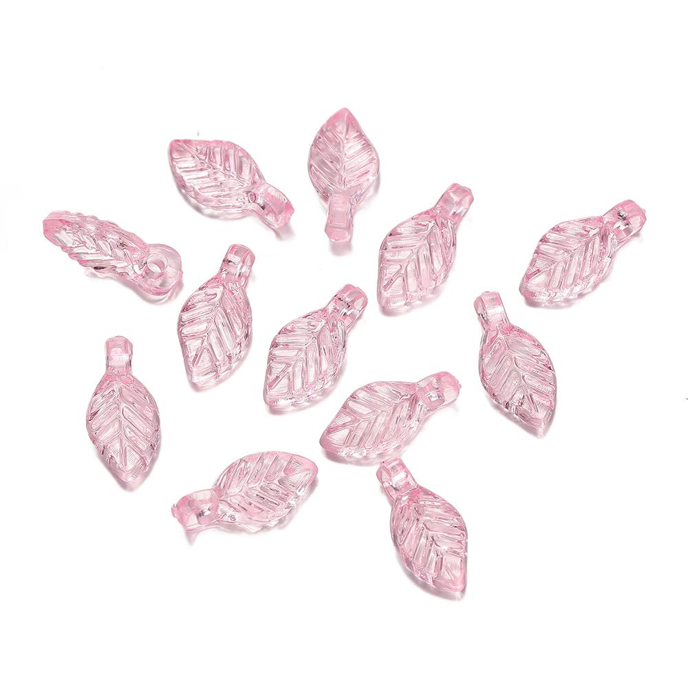 100pcs Acrylic Leaf Shaped Charms Colored Leaves Spacer Beads for DIY Necklaces Bracelets Crafts Charms Jewelry Making Supplies
