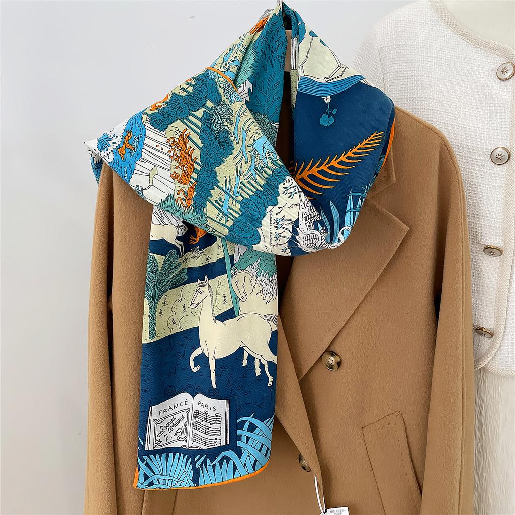 Gift for Mom Thin Silk Scarf Small Shawl for Women 2024 New Long Style Elegant Fashionable Large Ribbon Decoration