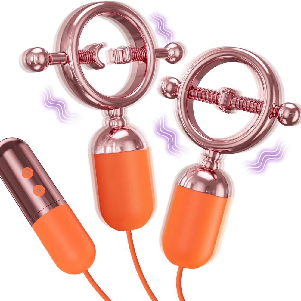 Nouvelles 9 Modes Pince-téton Électrique Masseur de Sein Vibrateur Clips Ajustables pour Tétons Stimulateur Adulte Jouets Sexuels Pour Femmes Couples