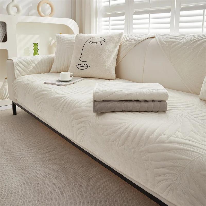 Thicken Warm Sofa Cover for Living Room Velvet Plush Sofa Mat Towel Non-Slip Chaise Lounge L Shape Couch Slipcover Armrest Cover