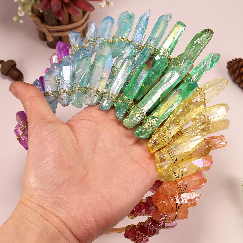Natural Rainbow Seven-Color Crystal Moon Bee Christmas Crown Headband