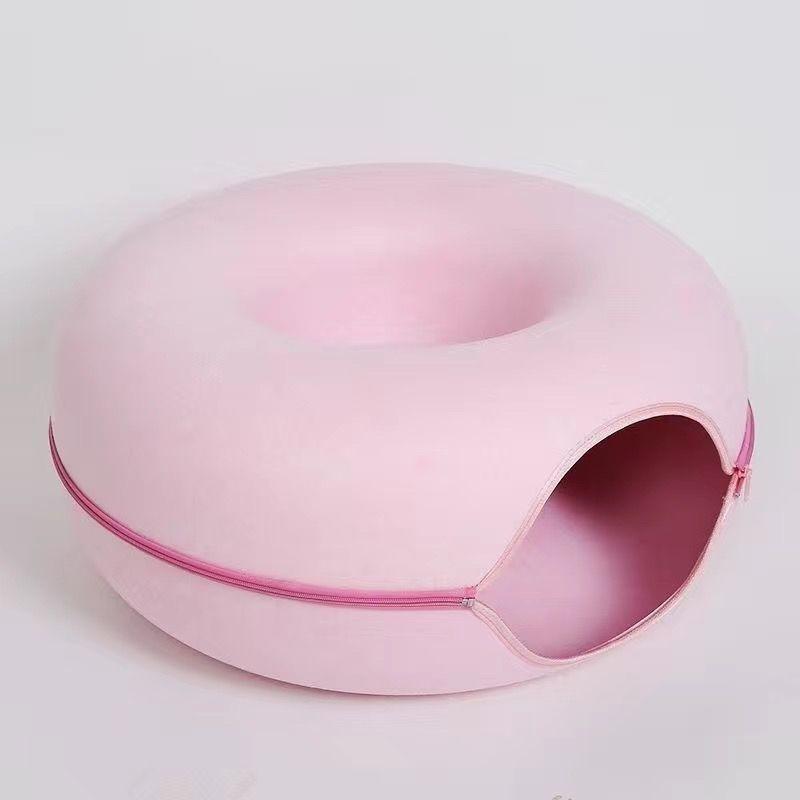 

Interactive Round Small Cat Tunnel Nest Felt Kittens Bed House Scratcher Cat Donut Sleeping Pet Toy for Cats Diameter-60cm розовый