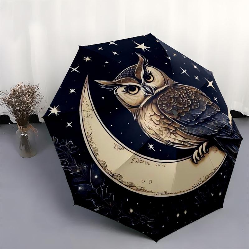 1pc Moonlit Wisdom Umbrella with Plastic Handle,Suitable for All Seasons Home Travel Outdoor UmbrellaDD1374