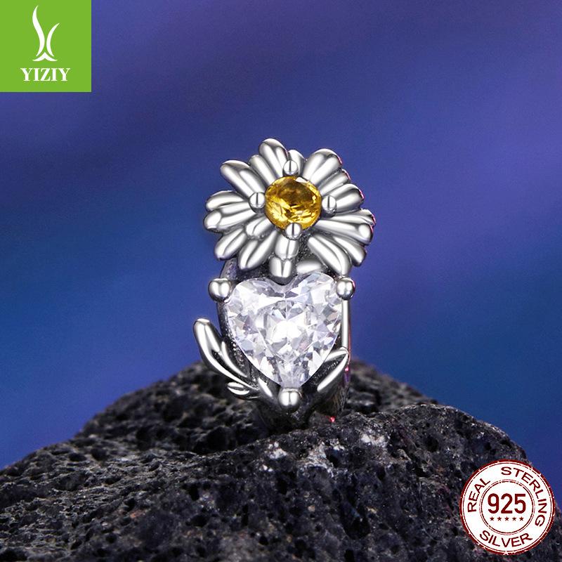 Twelfth Birthstone Flower Silicone Beads 925 Sterling Silver Diy Beaded Bracelet Accessories Bead Separator