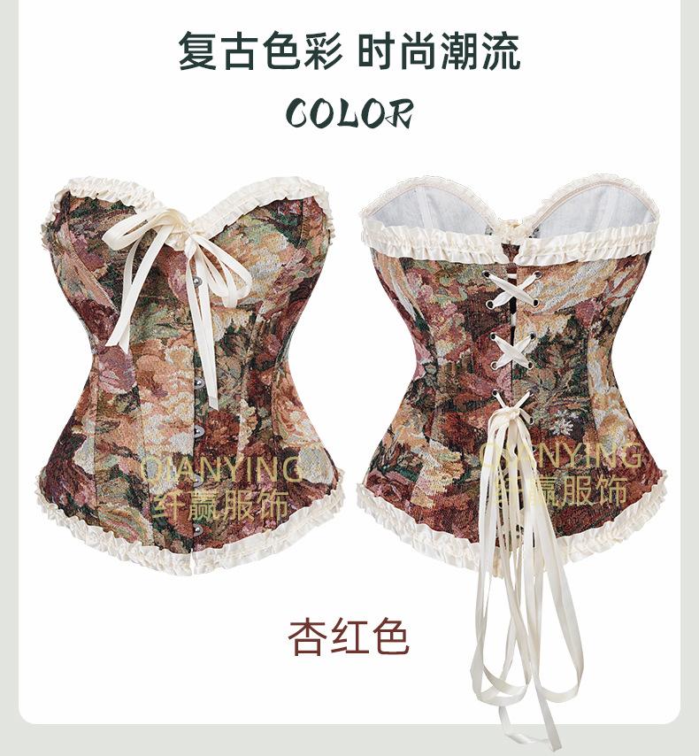 Women S Apricot Red Strapless Boned Corset With Bow Lace Up Steel Buckle Body Shaper