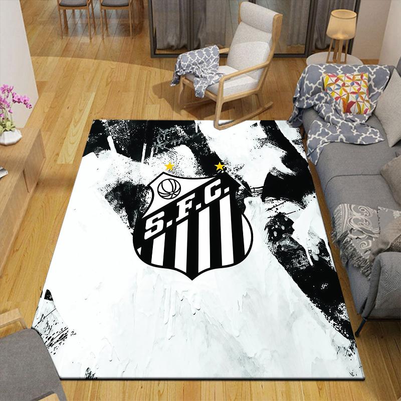 Santos FC2 Flannel Pattern Square Carpet,Area Rug,Carpet Rug for Living Room Bedroom Sofa Playroom Decor,Non-slip Floor Mat
