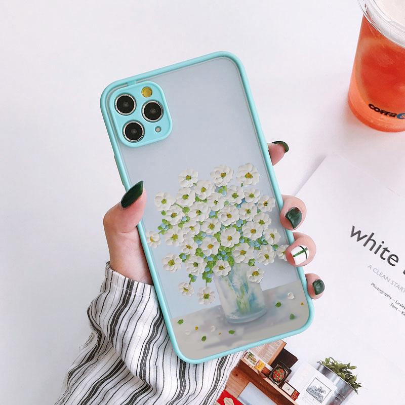 Retro Oil Painting Flower Phone Case For iPhone 11 12 Pro Max 16 15 Pro Max 13 12 Mini X XR XS SE2 8 7 Plus 14 Plus Covers
