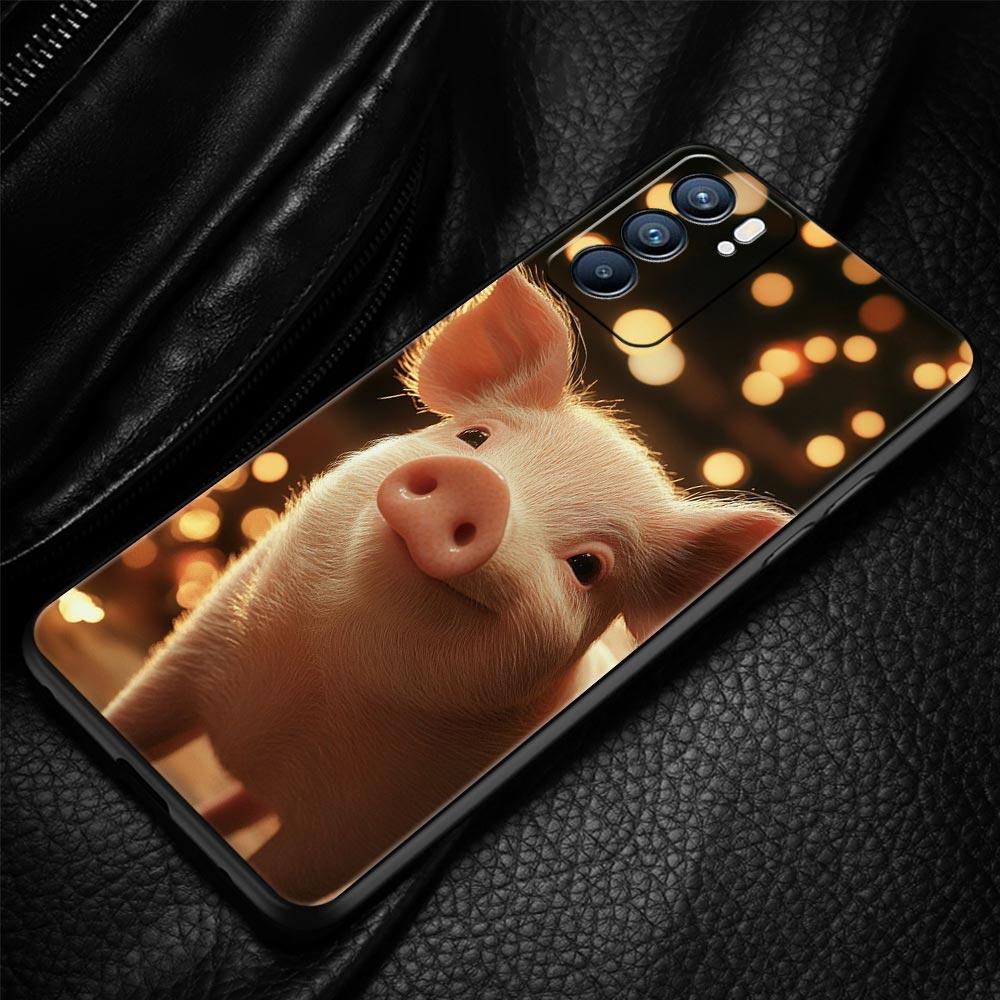 Cute Pig Phone Case For Oppo A17 A31 A54 A57 A78 A79 A98 Find X5 X6 Reno 6 7 8 10 11 12 13 F Pro 5G Soft TPU Cover Fundas Capas