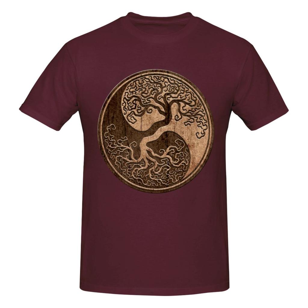 Unisex Tree Of Life Yin Yang Spiritual Natural Balance T Shirt Streetwear Oversized Cotton Crewneck Custom Sleeve Unisex Tshirt